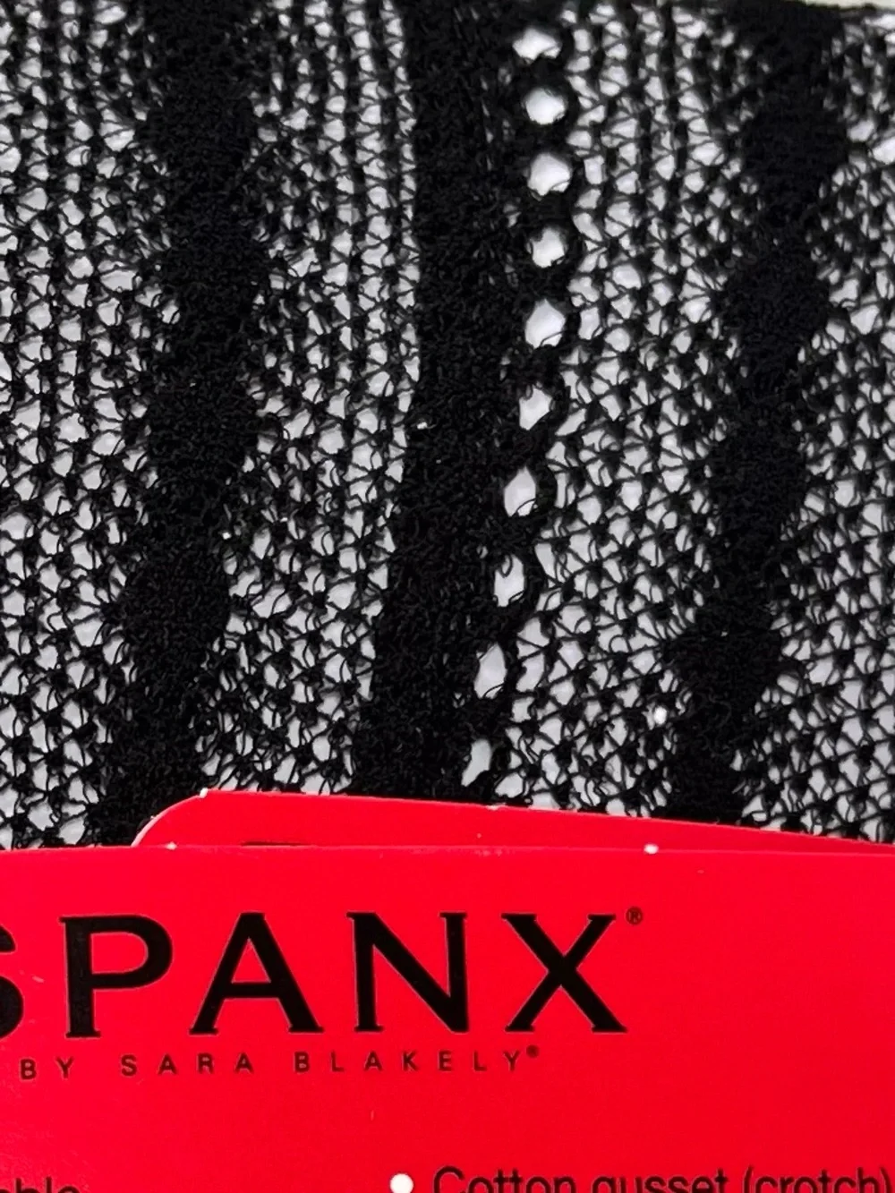 SPANX NIB Tight End Tights Patterned Black Bodyshaping Comfy Waist Sexy Size B - Picture 3 of 5